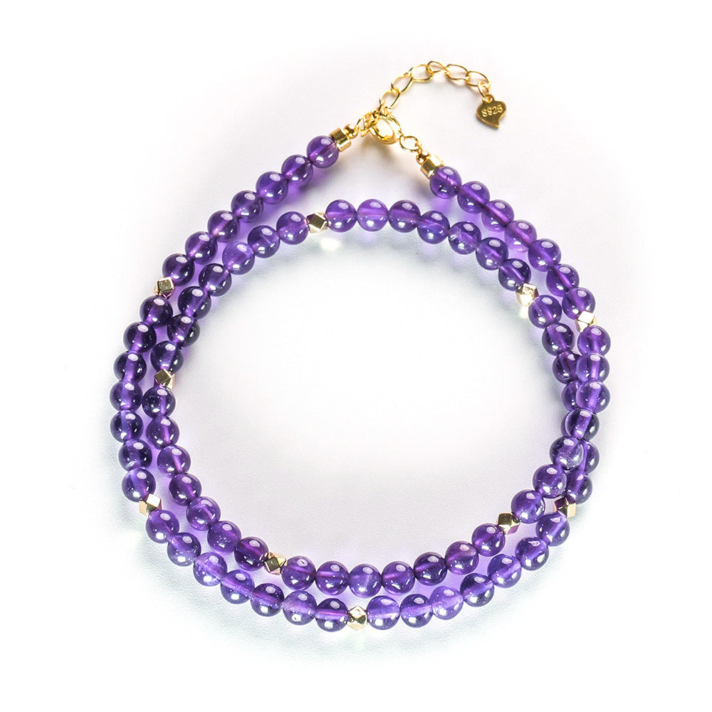 Amethyst Bracelet with Octagonal Bead (Double Loop) - Enhanced Memory & Cognitive Support