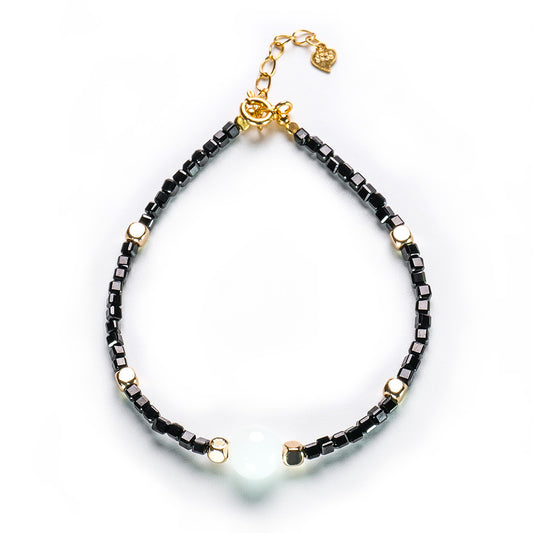 Moon-Moonstone Black Spinel Bracelet - Calming & Peace