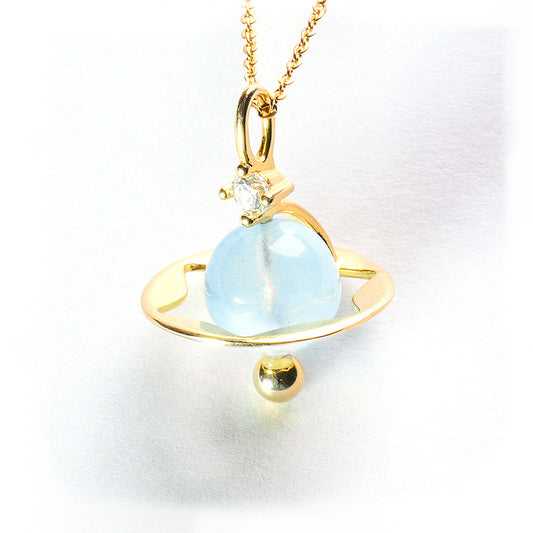 Uranus-Aquamarine Octagonal Bead Necklace - Grouding & Smoothing