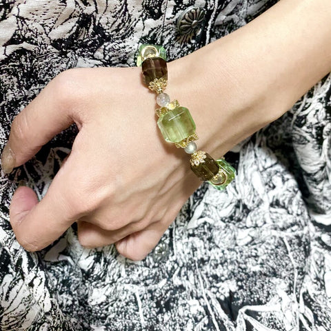 Fluorite Smoky Quartz Design Bracelet - Healing the Soul