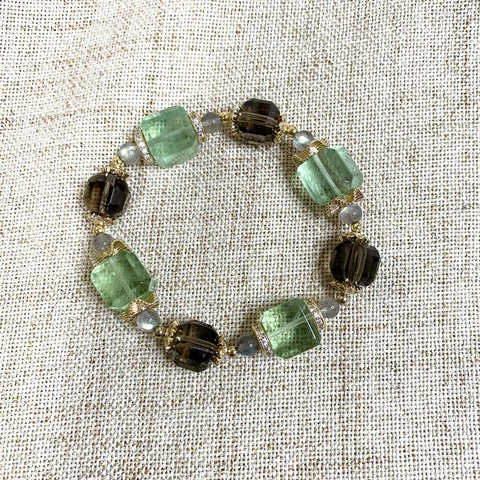 Fluorite Smoky Quartz Design Bracelet - Healing the Soul