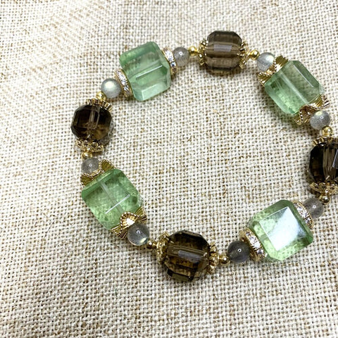 Fluorite Smoky Quartz Design Bracelet - Healing the Soul