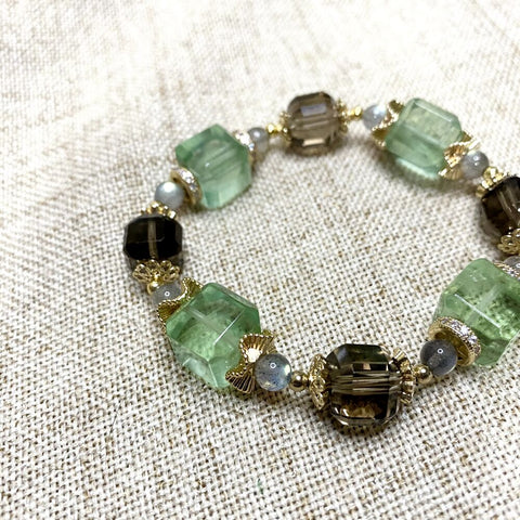 Fluorite Smoky Quartz Design Bracelet - Healing the Soul