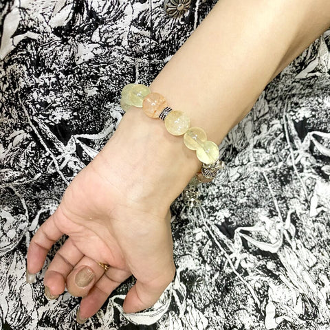 Lemon Quartz Faux Flower Bracelet - Calming, Wealth-Attracting