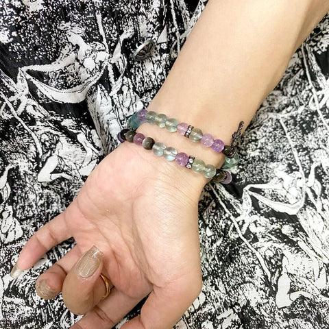 Fluorite Amethyst Double Layer Bracelet - Enhance Focus