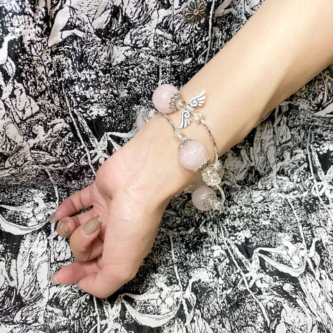 Rose Quartz Unicorn Double Circle Bracelet - Enhance Romantic Relationships