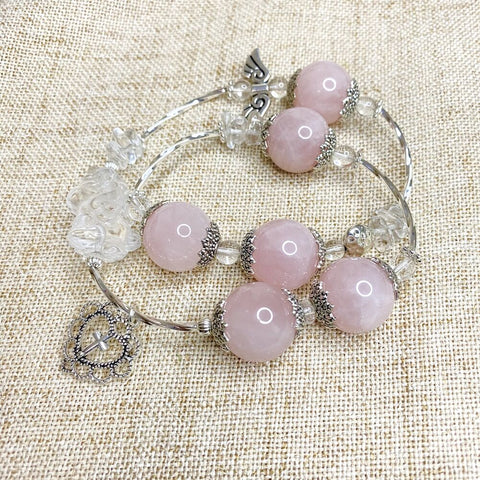 Rose Quartz Unicorn Double Circle Bracelet - Enhance Romantic Relationships