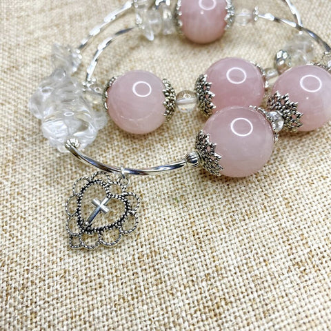 Rose Quartz Unicorn Double Circle Bracelet - Enhance Romantic Relationships