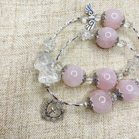 Rose Quartz Unicorn Double Circle Bracelet - Enhance Romantic Relationships