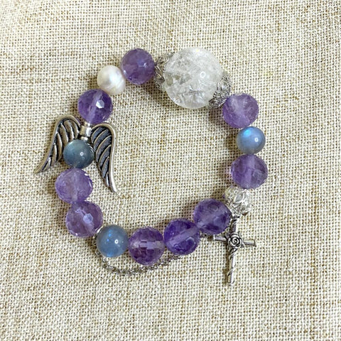 Amethyst Angel Wing  Bracelet - Symbol of Love