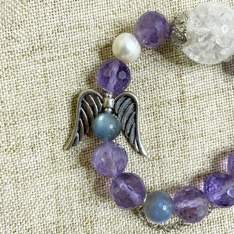 Amethyst Angel Wing  Bracelet - Symbol of Love