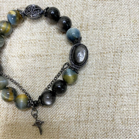 Tiger's Eye Silver Obsidian Bracelet - Academic Enhancement