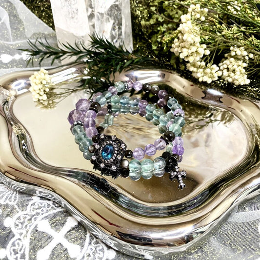 Fluorite Amethyst Double Layer Bracelet - Enhance Focus